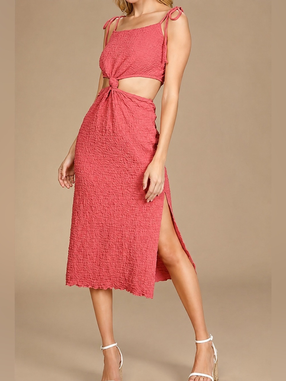 Lulus Dream Day Out cut out midi dress, pink